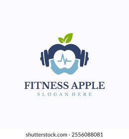 Fitness Apple logo design template. Body power source concept. Creative vector symbol.