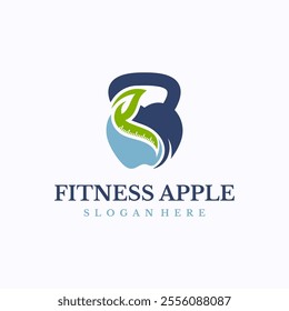 Fitness Apple logo design template. Body natural supplement concept. Creative vector symbol.