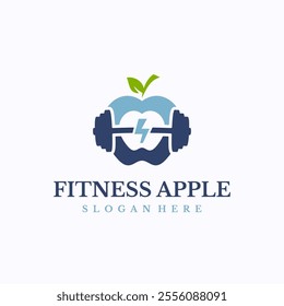 Fitness Apple logo design template. Body power source concept. Creative vector symbol.