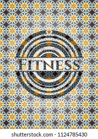 Fitness arabic badge. Arabesque decoration.