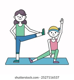 Fitness athlete activities in the form of character such as running, cycling, climbing, pilates, pickleball