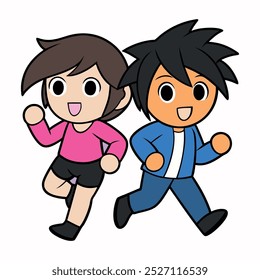 Fitness athlete activities in the form of character such as running, cycling, climbing, pilates, pickleball
