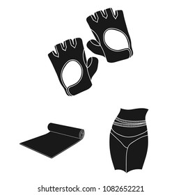 Fitness and attributes black icons in set collection for design. Fitness equipment vector symbol stock web illustration.