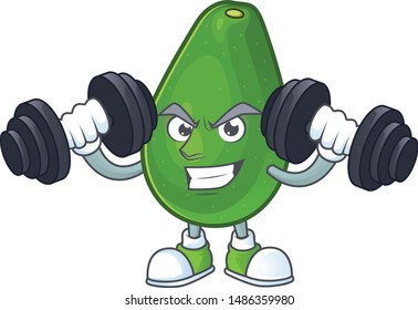 Fitness avocado fruit character on white background