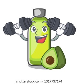 Fitness avocado oil in shape of mascot