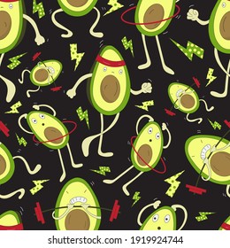 Fitness avocado vector repeat pattern.