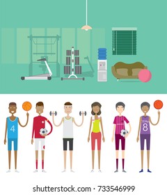 Fitness Background and Characters Concept