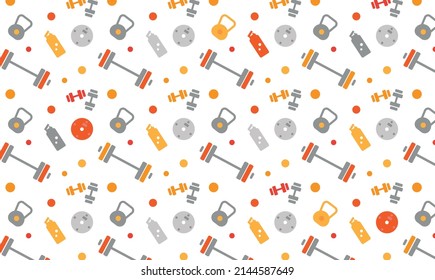 Fitness Background with Gym and Workout icons. vector Non-Seamless pattern