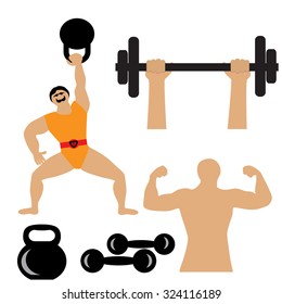 Fitness background with metal realistic dumbbell
