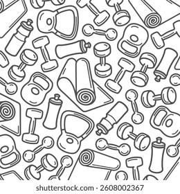 Fitness background, pattern set. Collection icon fitness. Vector