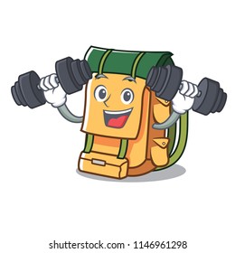 Fitness backpack character cartoon style