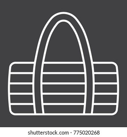 Fitness bag line icon, fitness and sport, sport bag sign vector graphics, a linear pattern on a black background, eps 10.