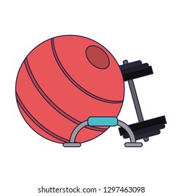 fitness ball push up bars and dumbbells blue lines