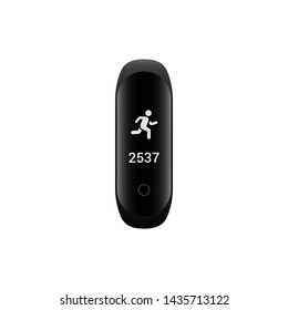 Fitness Band Tracker Running Counter Monitor Icon Black Color Vector