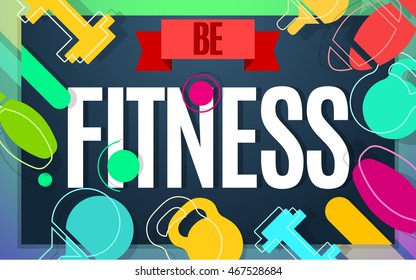 Fitness banner color design in modern style. Vector illustration sport template