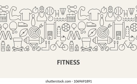Fitness Banner Concept. Vector Illustration of Line Web Design.