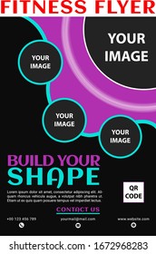 Fitness banner OR flyer. Design template with sample text for promoting your events. Elements are layers separately in vector file. Fitness flyer for fitness club.