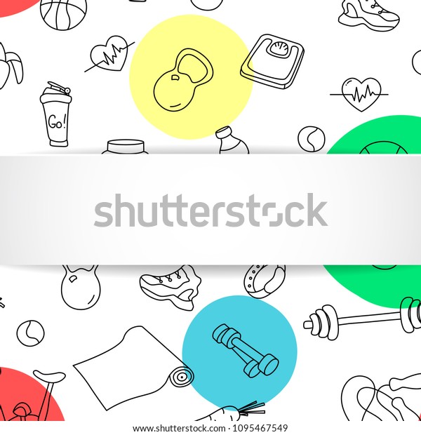 Fitness Banner Hand Drawn Gym Pattern Stock Vector (Royalty Free ...