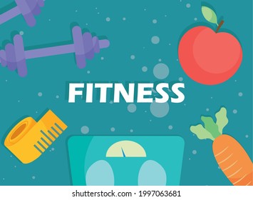 Fitness banner with icon set