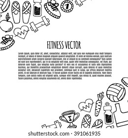Fitness banner white and black vector. Healthy lifestyle background
