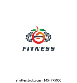 fitness barbell and fruit, vector design template