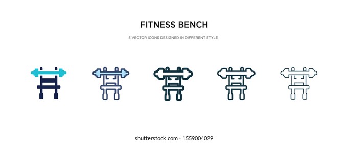 fitness bench icon in different style vector illustration. two colored and black fitness bench vector icons designed in filled, outline, line and stroke style can be used for web, mobile, ui