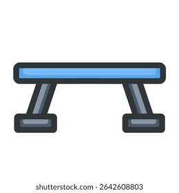 Fitness bench stands stable in studio icon illustration