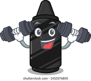 Fitness black crayon in a cartoon wallet