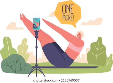Fitness blogger streaming yoga video