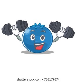 Fitness blueberry character cartoon style