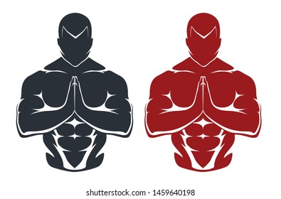 Fitness body builder logo vector template