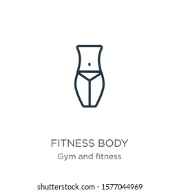 Fitness body icon. Thin linear fitness body outline icon isolated on white background from gym and fitness collection. Line vector sign, symbol for web and mobile