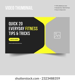 Fitness body tips video thumbail vector banner template design, body massage standard cover banner design, fully editable vector eps file format