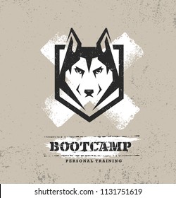 Fitness Body Training Extreme Sport Outdoor Bootcamp Rough Vector Concept. Creative Textured Design Elements On Distressed Grunge Background. 