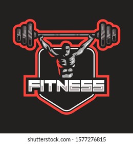 Fitness and Bodybuilding Logo design inspiration Vector sport emblem on dark background