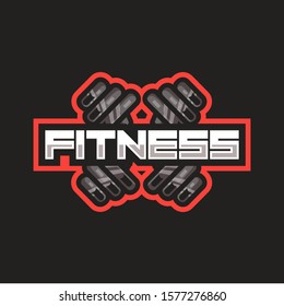 Fitness and Bodybuilding Logo design inspiration Vector sport emblem on dark background