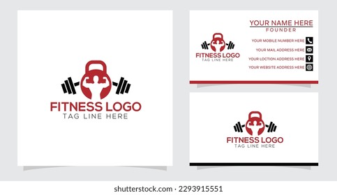 Fitness and bodybuilding logo design template vector