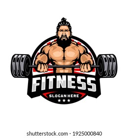 Fitness Bodybuilding Mascot Logo Template Stock Vector (Royalty Free ...