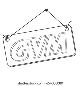 Fitness bodybuilding monochrome vector label with stylish lettering - 'GYM' - isolated on white background