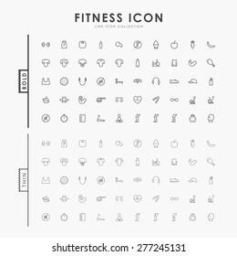 Fitness Bold And Thin Line Icons
