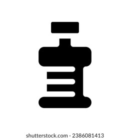 Fitness bottle black glyph ui icon. Healthy and active lifestyle. Gym hydration. User interface design. Silhouette symbol on white space. Solid pictogram for web, mobile. Isolated vector illustration