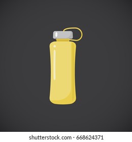 Fitness bottle vector flat icon, Flat design of water bottle, healthcare object isolated on the dark background, vector illustration