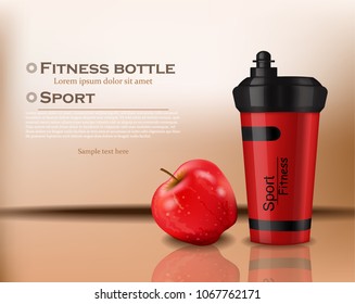 Fitness bottle Vector realistic. 3d detailed illustration