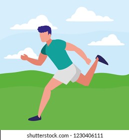 Fitness boy running design