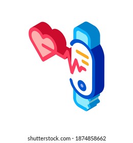 fitness bracelet heart beat icon vector. isometric fitness bracelet heart beat sign. color isolated symbol illustration