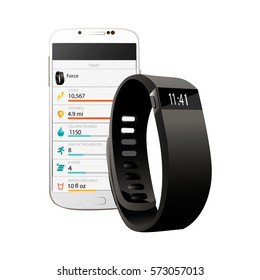 
Fitness-Armband-Tracker für Sport und gesundes Lifestyle Vektorgrafik EPS10