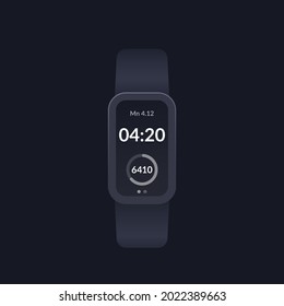 Fitness Bracelet Vector Mockup, Activity Tracker Or Step Counter Ui Design