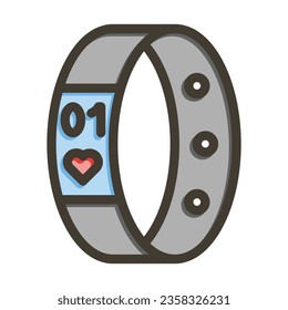 Fitness Bracelet Vector Thick Line Filled Colors Icon For Personal And Commercial Use.
