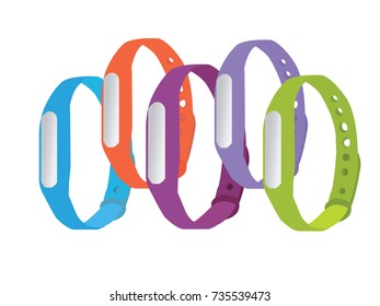 Fitness bracelets set. Different colors. Vector illustration