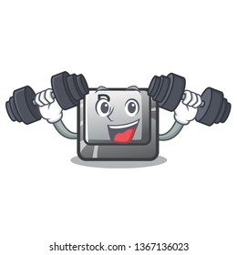 Fitness button B installed on cartoon computer